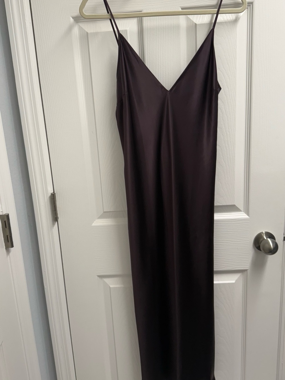 Massimo Dutti Plum Slip Maxi Dress with V-Neck